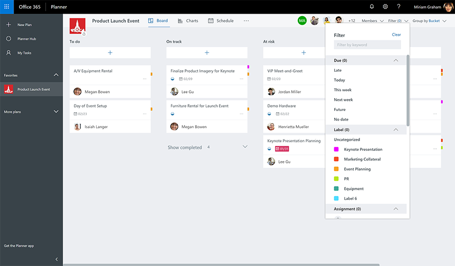 Group and Filter options