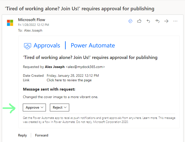 Approval email request