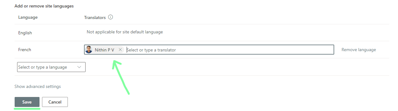 Assign a translator and click save