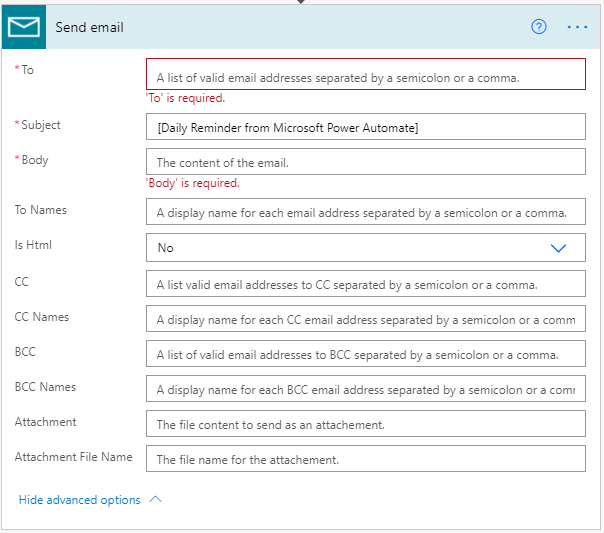 IN the next box update details like to, cc, attachment, email body, and more.