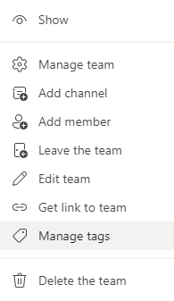 Manage MS teams tags