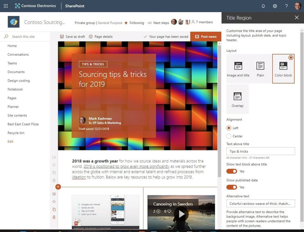 Exploring New SharePoint Page Enhancements
