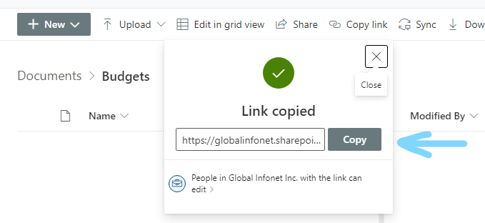 copy link from sharepoint