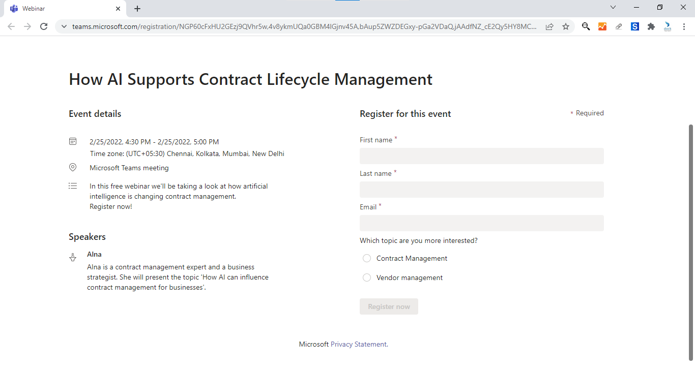 preview of registration form