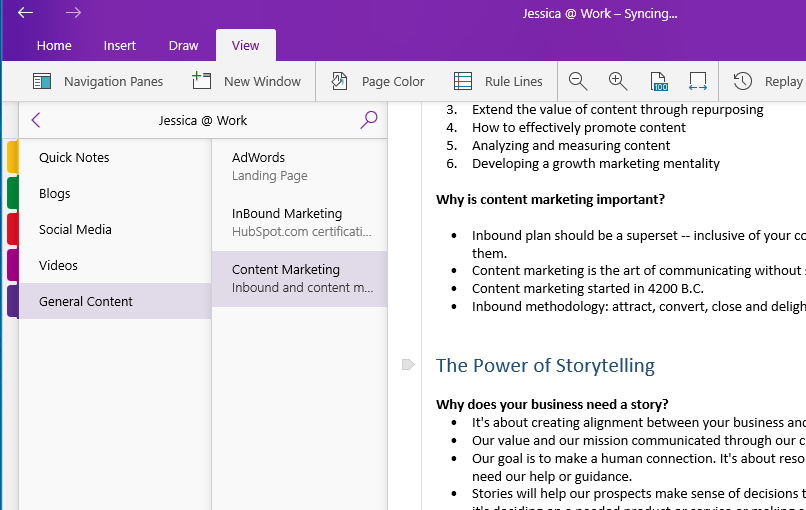 project management template onenote