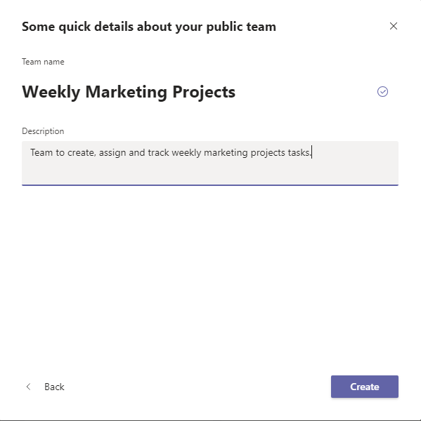 Create a team in Microsoft Teams