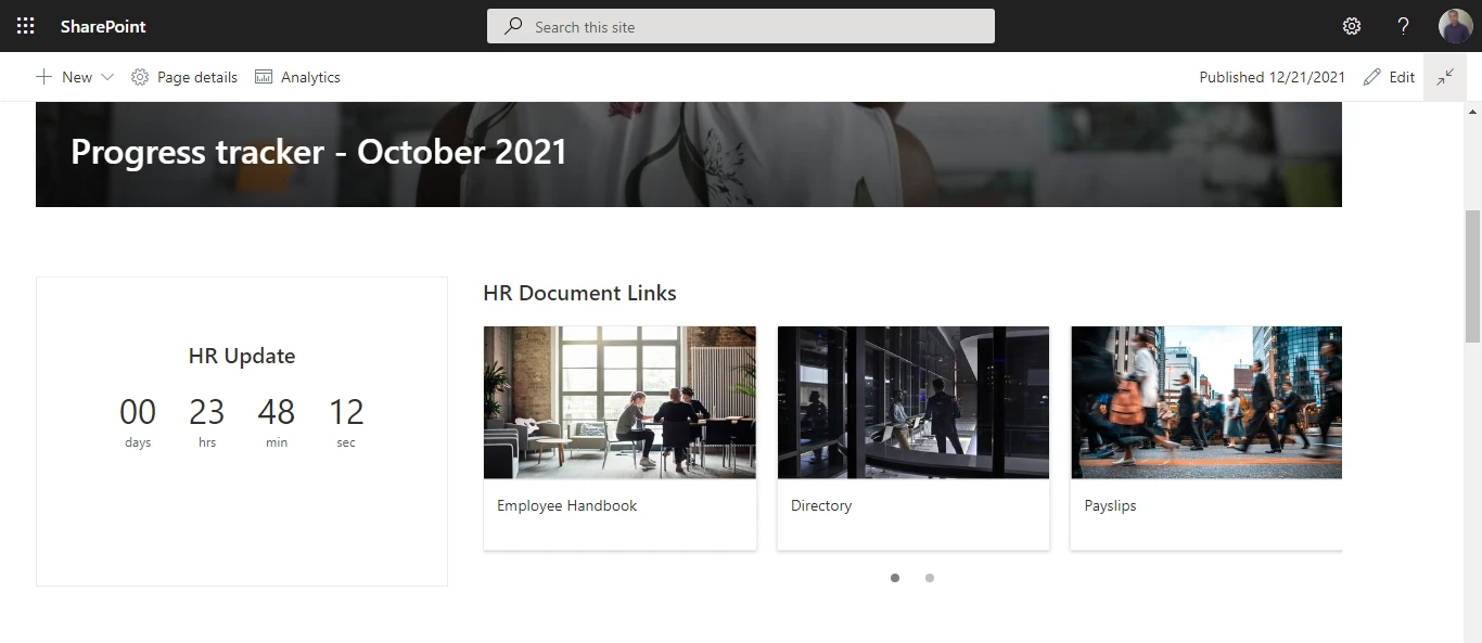 Final look - quick links web part