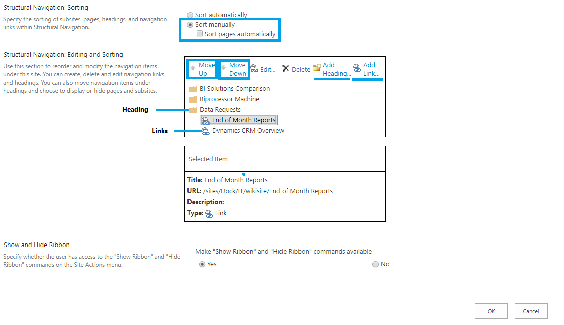 Navigation Settings - SharePoint Wiki